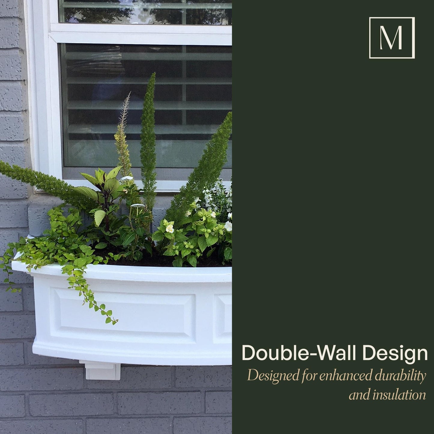 Mayne Nantucket 5-Foot Window Box – Self-Watering, Weather-Resistant Planter for Flowers – Durable Design for Outdoor Use, Perfect for Windows