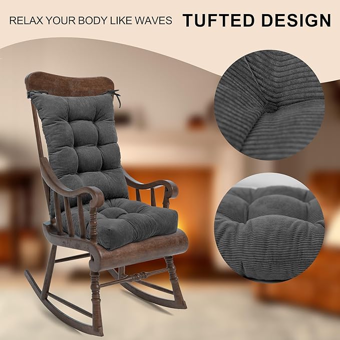 Lokex Rocking Chair Cushion Only, Tufted Non-Slip Comfortable Rocking Chair