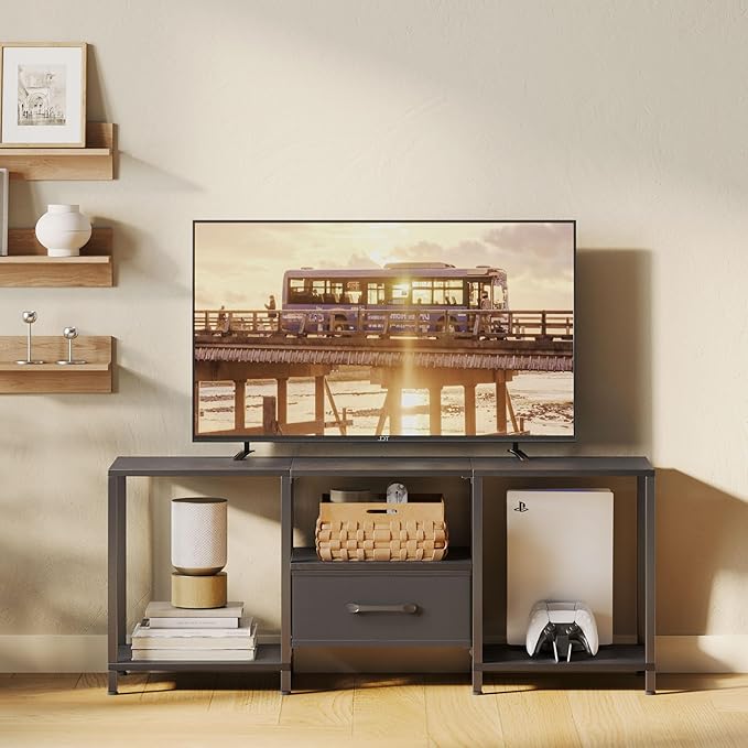 JARHETUN TV Stand with Fabric Drawer