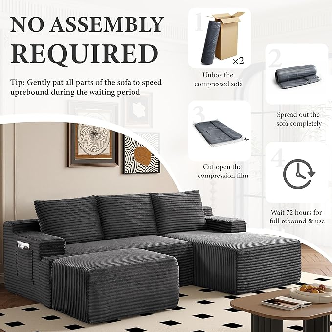 96" Sectional Couches for Living Room Cloud Couch Sofa