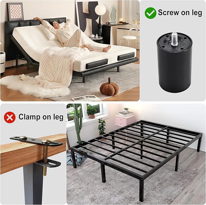 Adjustable Bed Legs for Adjustable Bed Base Frame, Screw in Bed Feet