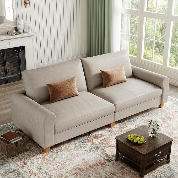 EASE MOOSE 88.5" Large Seat Faux Leather Loveseat Sofa, Waterproof and