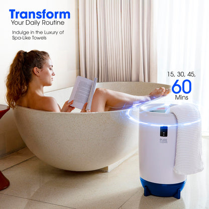PURE CLEAN Towel Warmers Bucket, with Customized Fragrance for Spa and Bathroom, Luxury Towel Heater Gifts for Him & Her, Auto Shut Off, Fits 2 Large Towels, Blankets, Bathrobes, PJ's (Taupe)