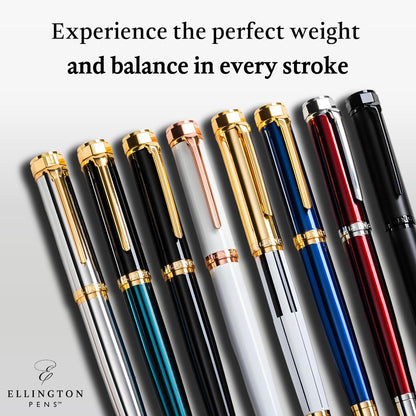 Luxury Fountain Pen Set- Fountain Pens for Writing - Smooth Extra Fine Nib - Includes Refillable Ink Converter, 3 Ink Cartridges [Black & Blue], Gift Box - Elegant Calligraphy