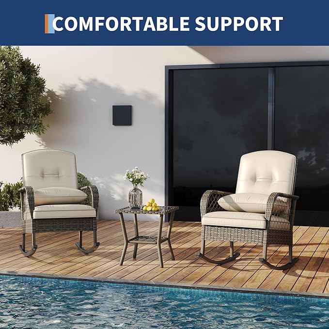 Outdoor Wicker Rocking Chair, Patio Rattan Rocker Chair