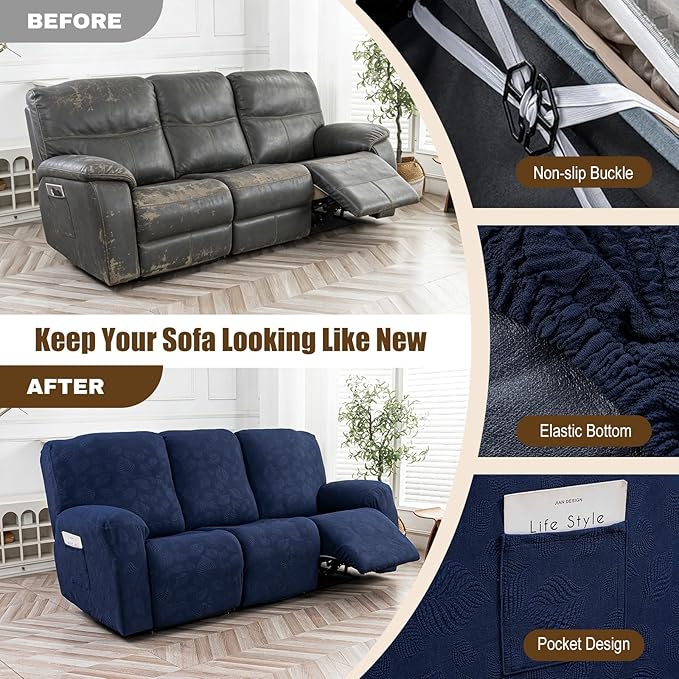 Gennia Recliner Sofa Covers 5 Pieces, Waterproof Sectional Couch Cover Stretch