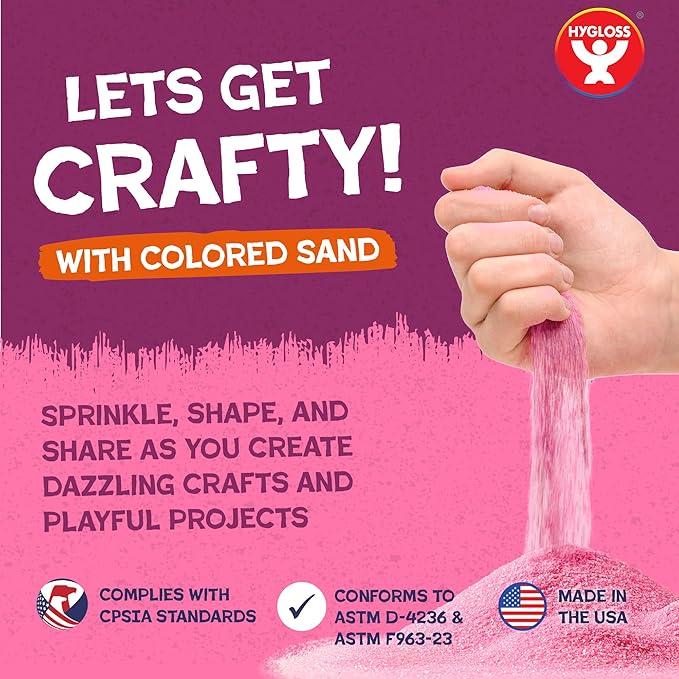 Hygloss Colored Sand for Crafts - 25 lb, Bright Rainbow - Vibrant Colorful Fine Sensory Play Sand Art Kits for Kids - Classroom Activities for Children 3 4 5 6 7 8 9 10 11 12 - Safe for Ages 3+