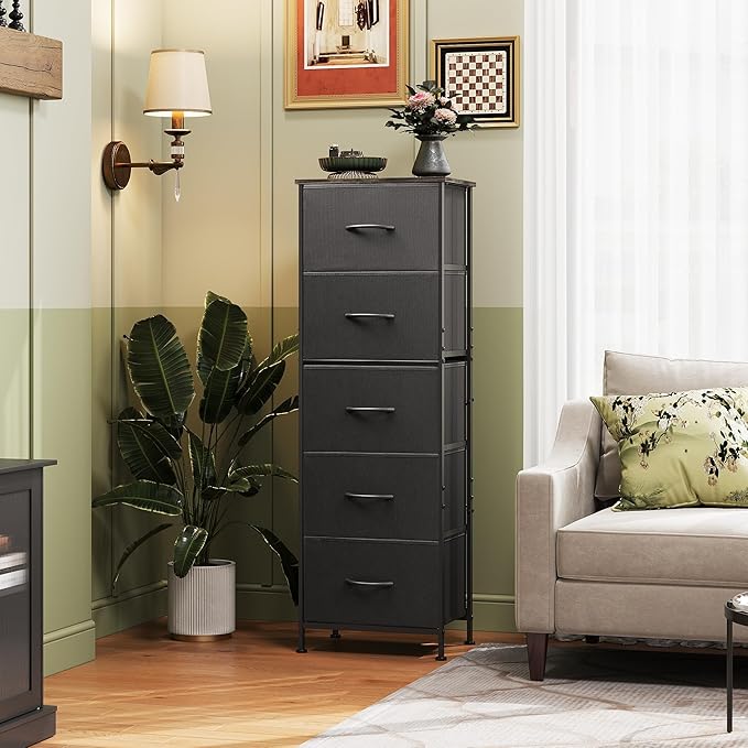 WLIVE Fabric Dresser, 5-Drawer Tall Dresser