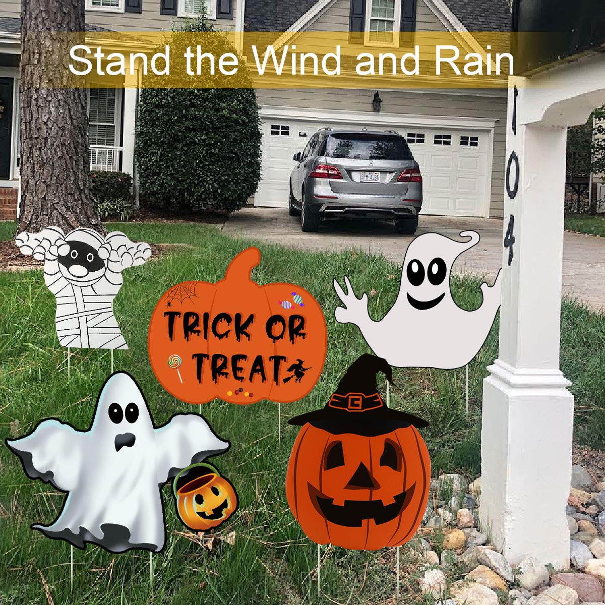 10PCS Yard Signs Halloween Props Pumpkin Ghost Monster Stakes for Decorations Outdoor Lawn Decor