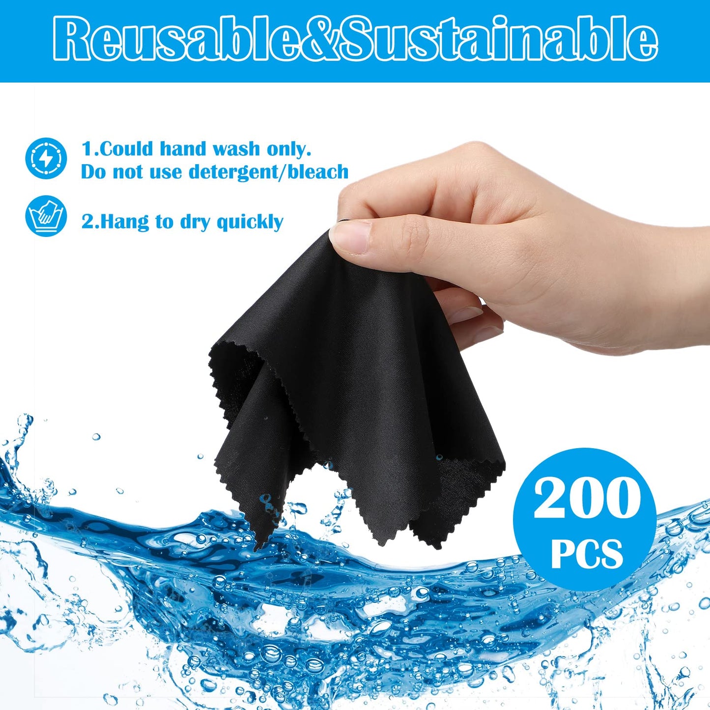 Fabbay 200 Pcs Microfiber Cleaning Cloths for Glasses, 7 x 6 Inch Screen Microfiber Cloths, Lens Wipes for Eyeglasses Smart Phones Laptops Tablets Lens LCD Camera TV Screens(Black, Gray)