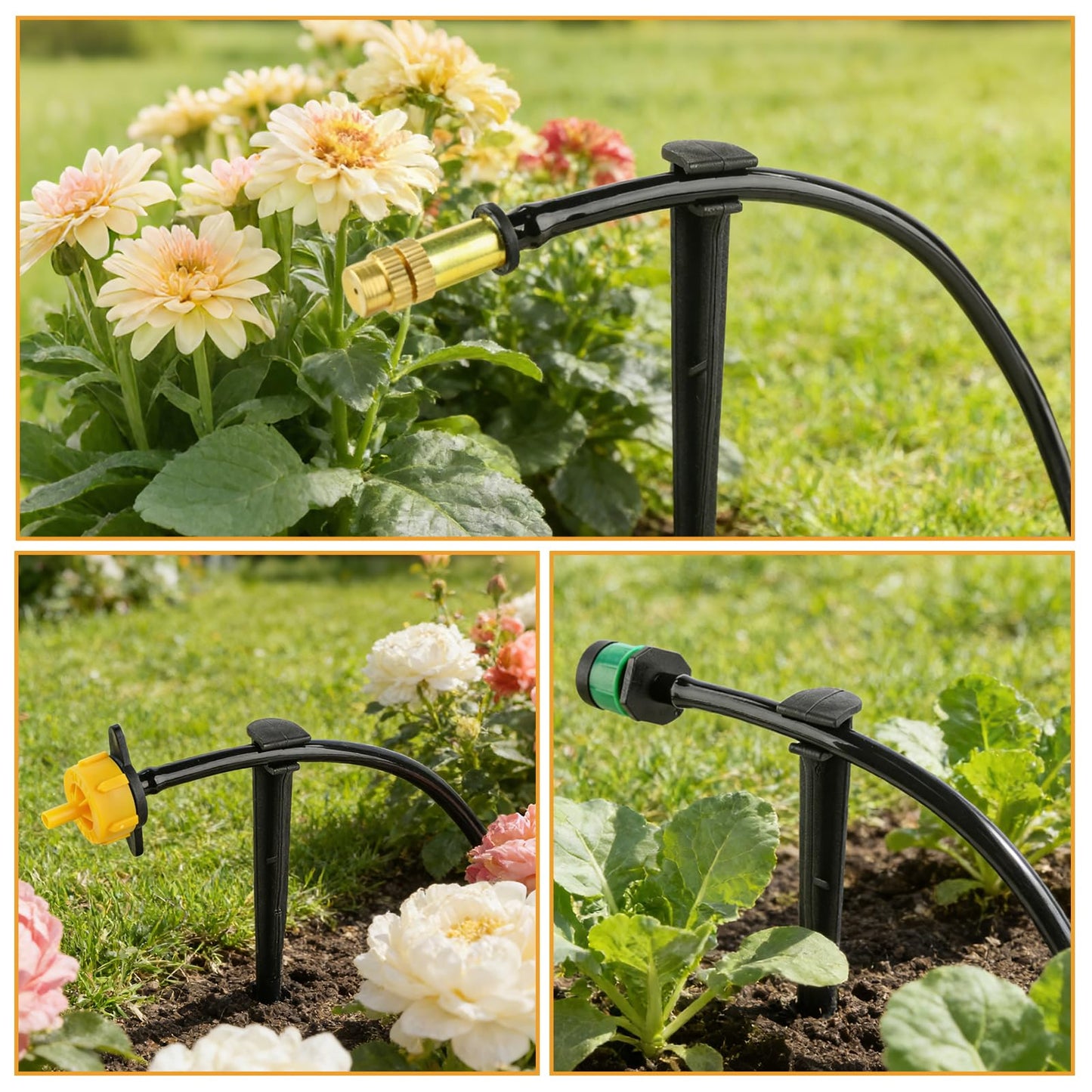 Kalolary 100PCS Drip Irrigation Support Stakes, 1/4 Inch Tubing Hose Holder Plastic Drip Line Tube Hold Stakes 4/7mm Garden Watering Hose Support Tools for Vegetable Flower Beds Lawn Supplies