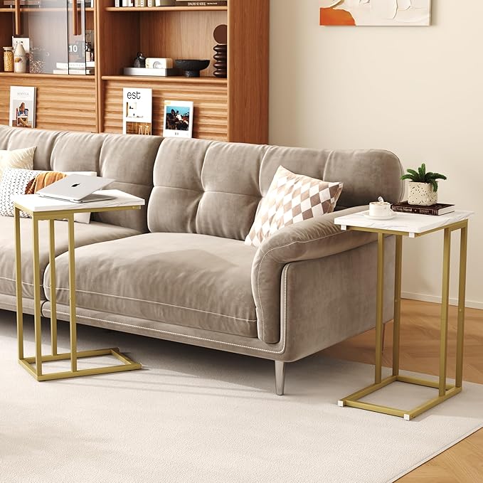 Function Home C Shaped End Table, Small Side Tables