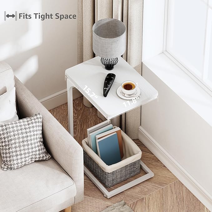 QEEIG C Table Side Table Set of 2 Living Room Sets C Shaped Couch Tray End