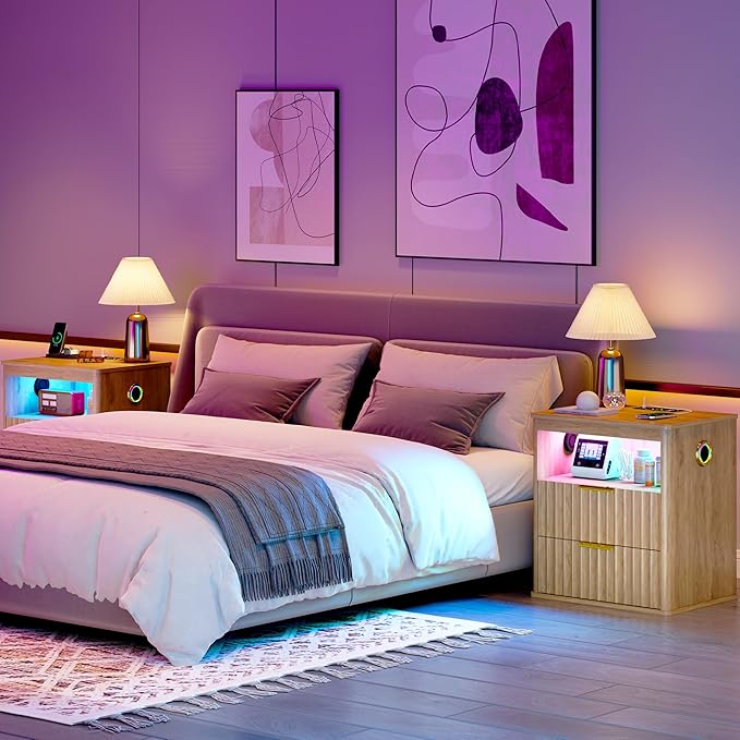 WOOVIVS Modern Nightstand Set of 2
