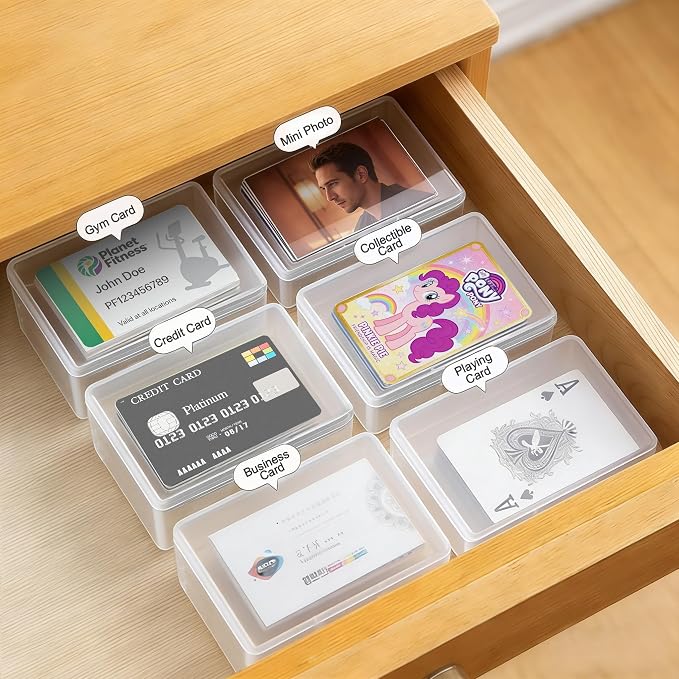 4PCS Game Card Storage Box, Clear Plastic UNO Card Case, High Capacity Card Holders for Playing Cards, Trading Cards, Business Card & More (NO Cards)