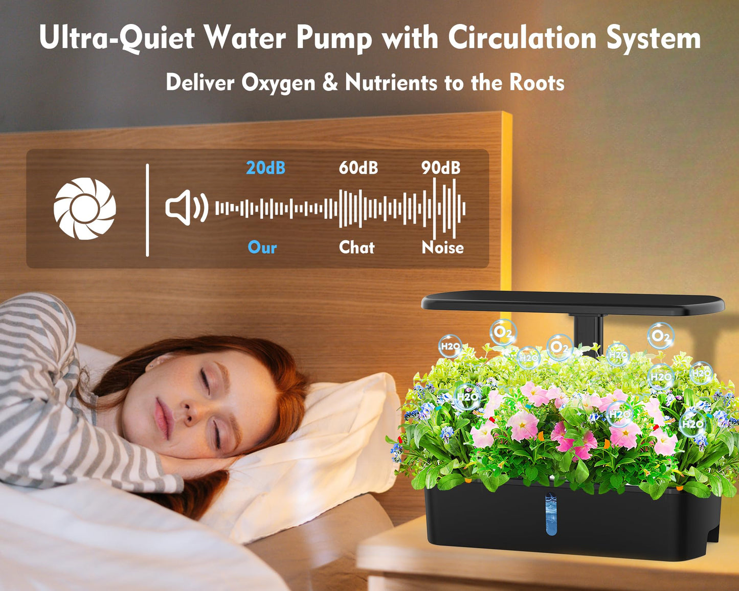 hdroor Hydroponics Growing System Kit 12 Pods Indoor Garden, Hydroponic Indoor Herb Garden Kit with Grow Light, Smart in Door Gardening Gifts for Women, Adjustable Height, Auto Timer, Quiet Pump