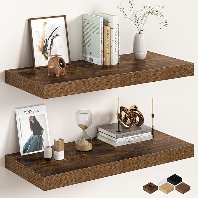 32Inch Floating Shelves for Wall, 12 Inch Deep Shelves for Bedroom, Bathroom