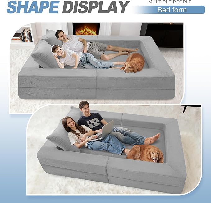 Futon Sofa Bed with Pillow, 3-in-1 Sleeper Sofa Bed with Removable Cover