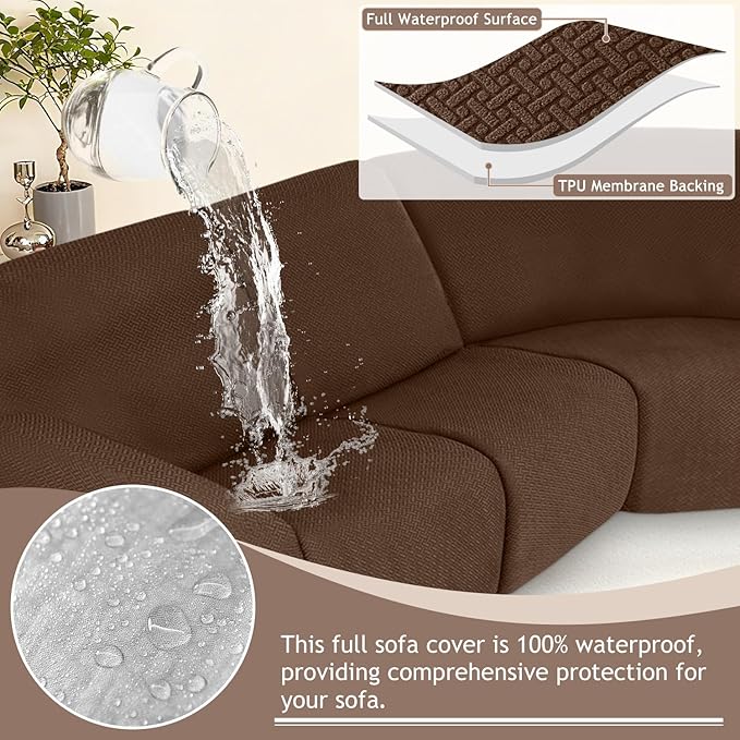 ALIECOM 100% Waterproof Recliner Sectional Couch Covers L Shape Stretch Corner