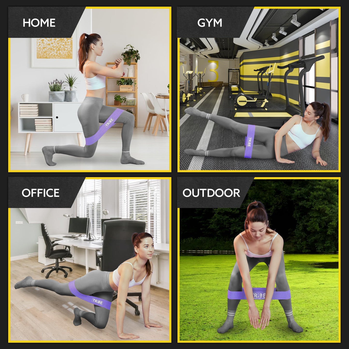 Tribe Lifting Fabric Resistance Bands for Glutes & Legs | 5 Fabric Workout Bands Set | Thick Booty Bands for Squats, Lunges, Hip Training, Physical Therapy & Home Workouts