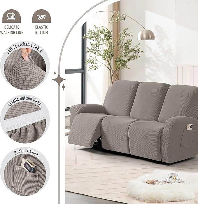 TAOCOCO Recliner Sofa Covers 8-Pieces Stretch Large Couch Covers