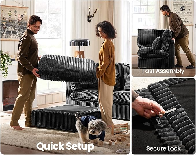 CHIC HOUSE Module for Modular Oversized Couch, Corduroy Customizable Chaise
