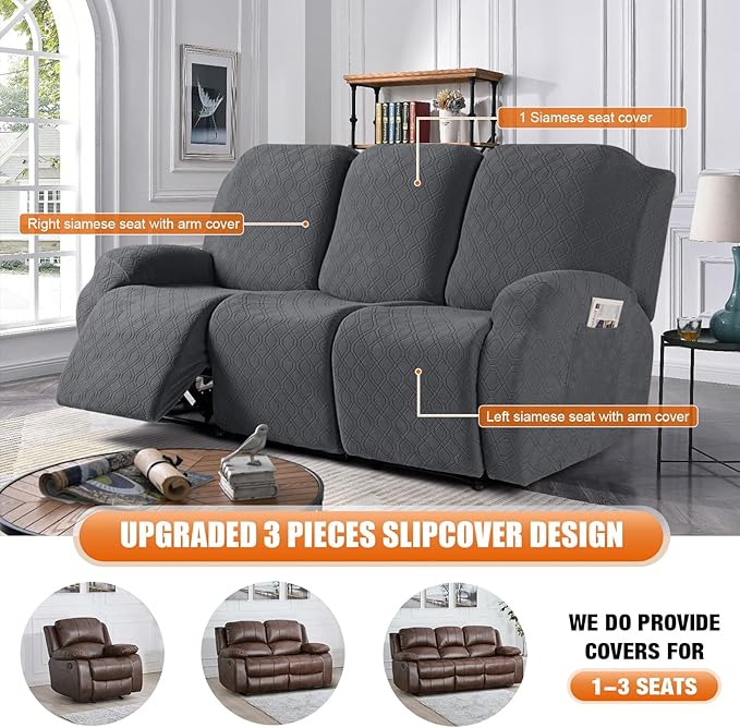 VANSOFY Recliner Covers, 3-Pieces Stretch Reclining Couch Covers