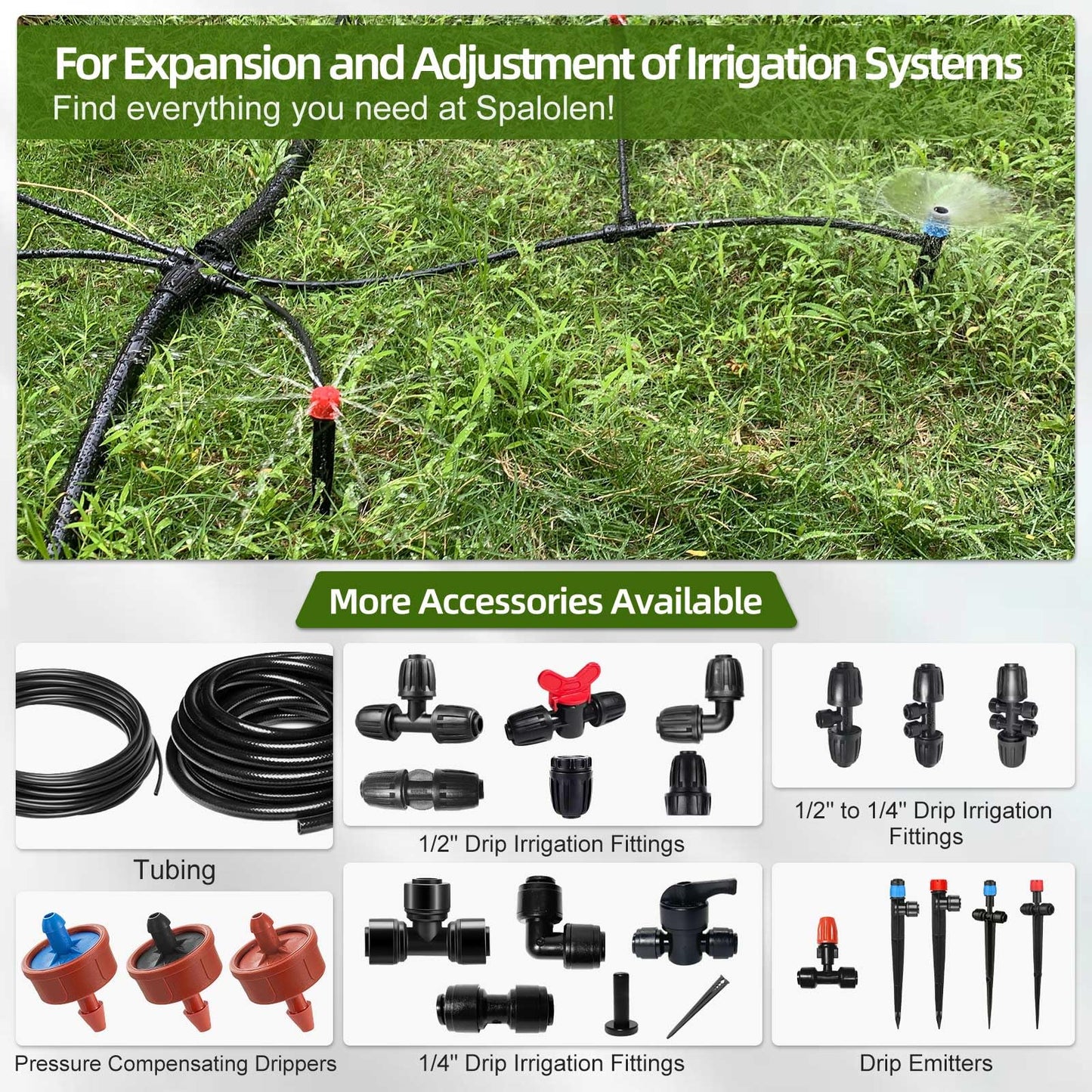 Spalolen 10PCS Push-to-Fit Drip Irrigation Micro Spray Emitters for 1/4 inch Irrigation Tubing, Three-Way Adjustable Atomizing Nozzle, Irrigation Dripper Sprinklers for Garden Greenhouse Agricultural