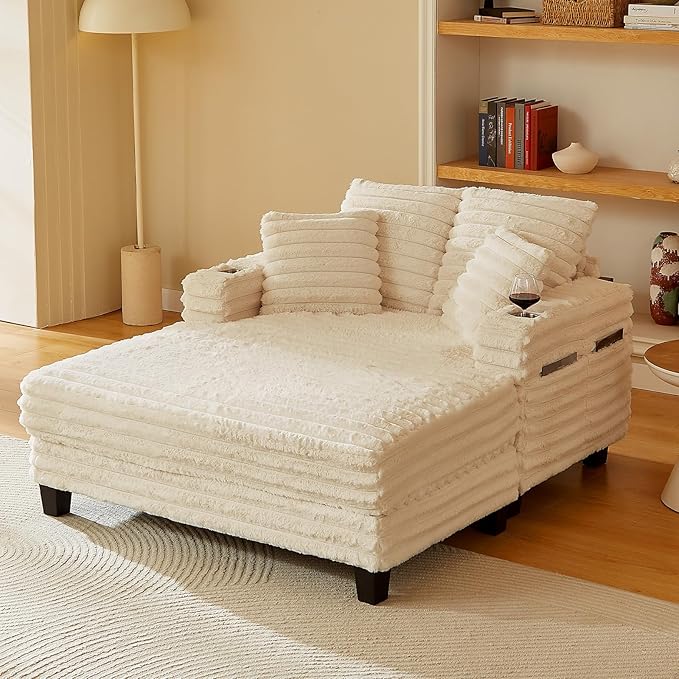 Amsleekey 64" Chaise Lounge Chair Indoor, Oversized Sleeper Chair