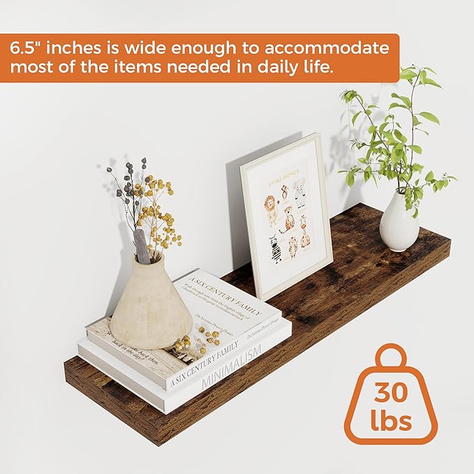 Fun Memories Floating Shelves for Wall, 22.5" Rustic Wood Deep Wall Mounted