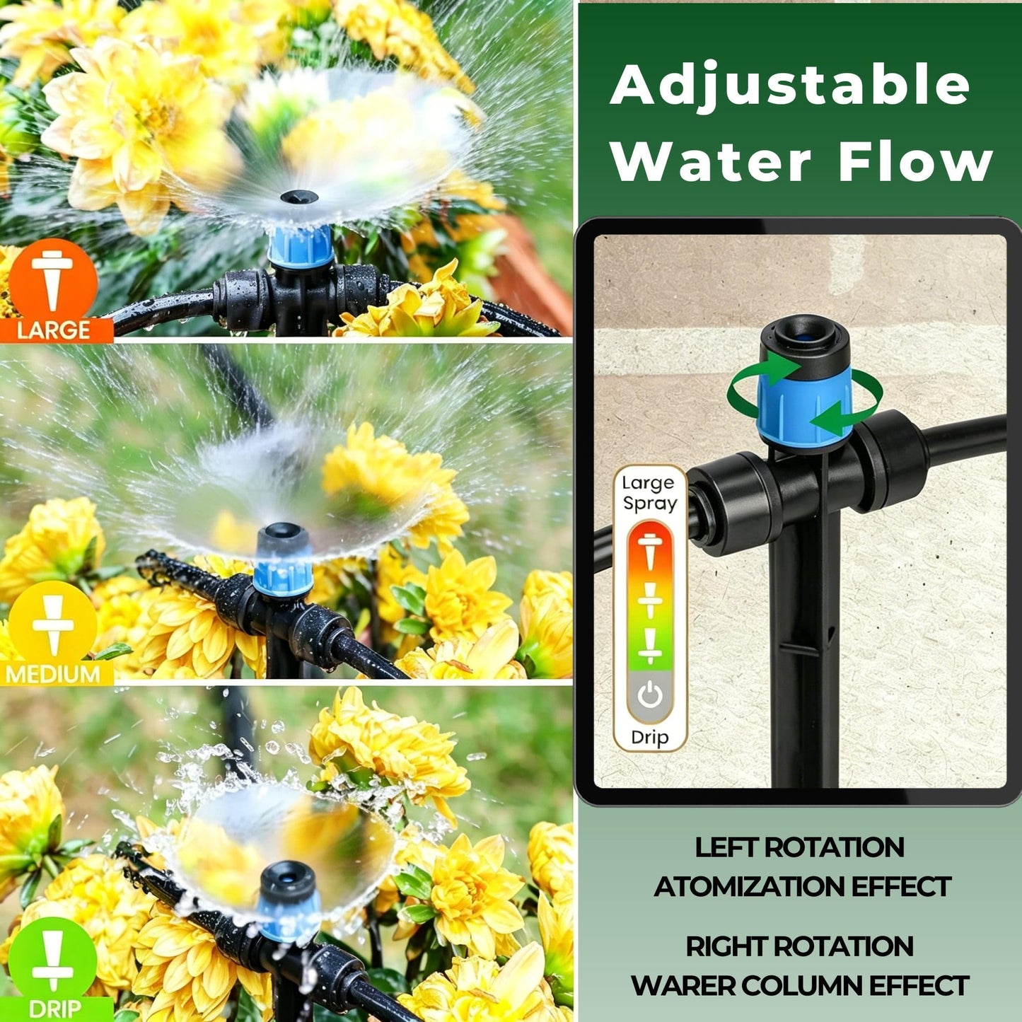 50FT Drip Irrigation System for Starter: Small Garden Quick Connect 1/4" PE Water Tubing Automatic 11Pcs Sprinkler Kit Adjustable Misting Part Watering Hose Outdoor Raised Bed Plants Flower Greenhouse