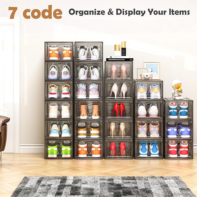 12 Pack Clear Shoe Storage Organizer