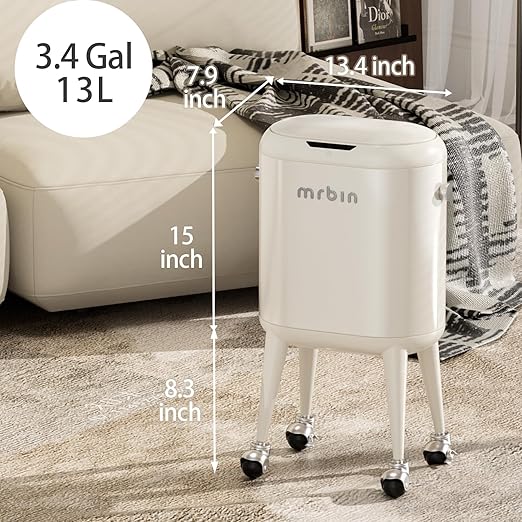 MRBIN Metal Slim Bathroom Motion Sensor Trash Can