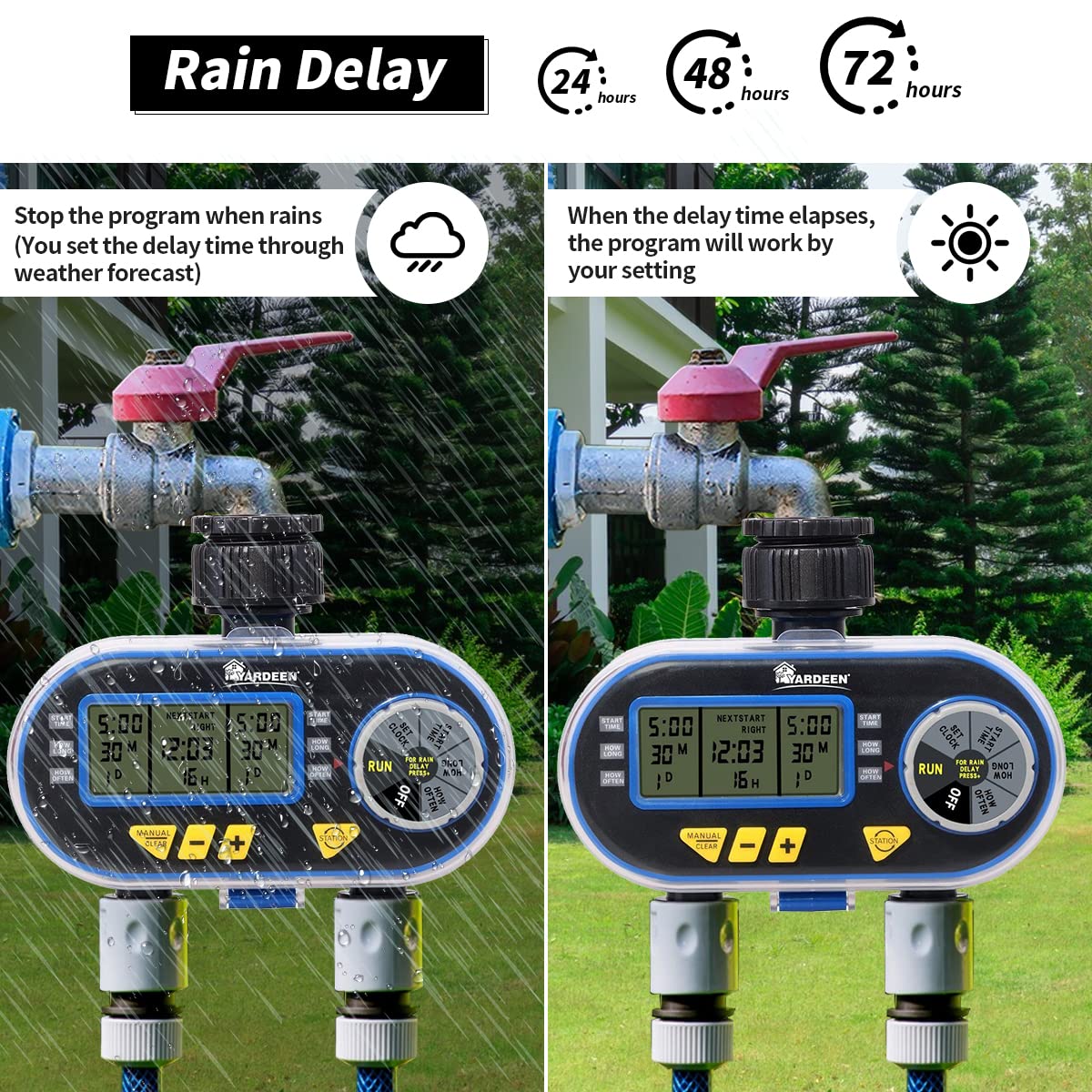 Sprinkler Timer,Outdoor Water Timer for Garden Hose, Programmable with Rain Dela Garden Electronic Irrigation Controller System Color Blue