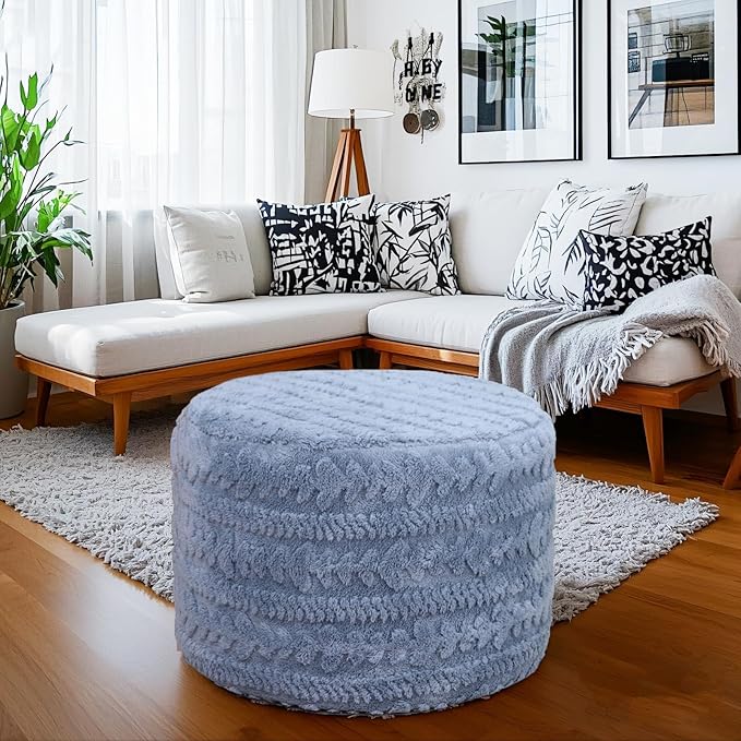 Asuprui Round Footstool Ottoman, 20x14 Inches Multi-Functional Modern Foot Stool
