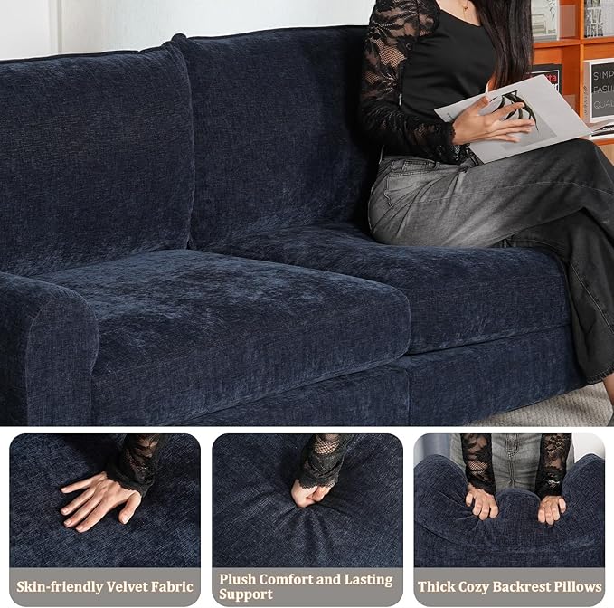 EASE MOOSE 100" Chenille L-Shaped Sectional Sofa, Modern Deep Seat Modular Couch