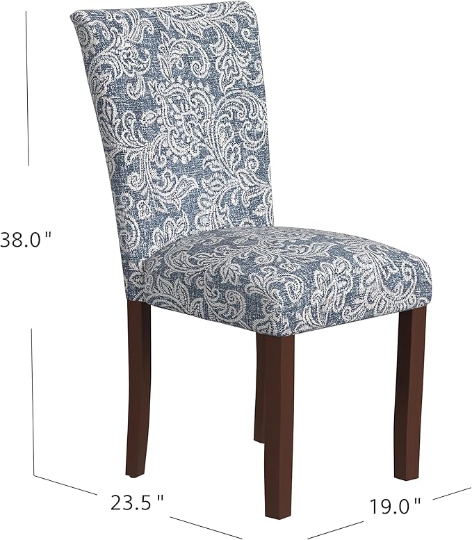 HomePop Classic Parsons Dining Chair -Denim Jacobean Print