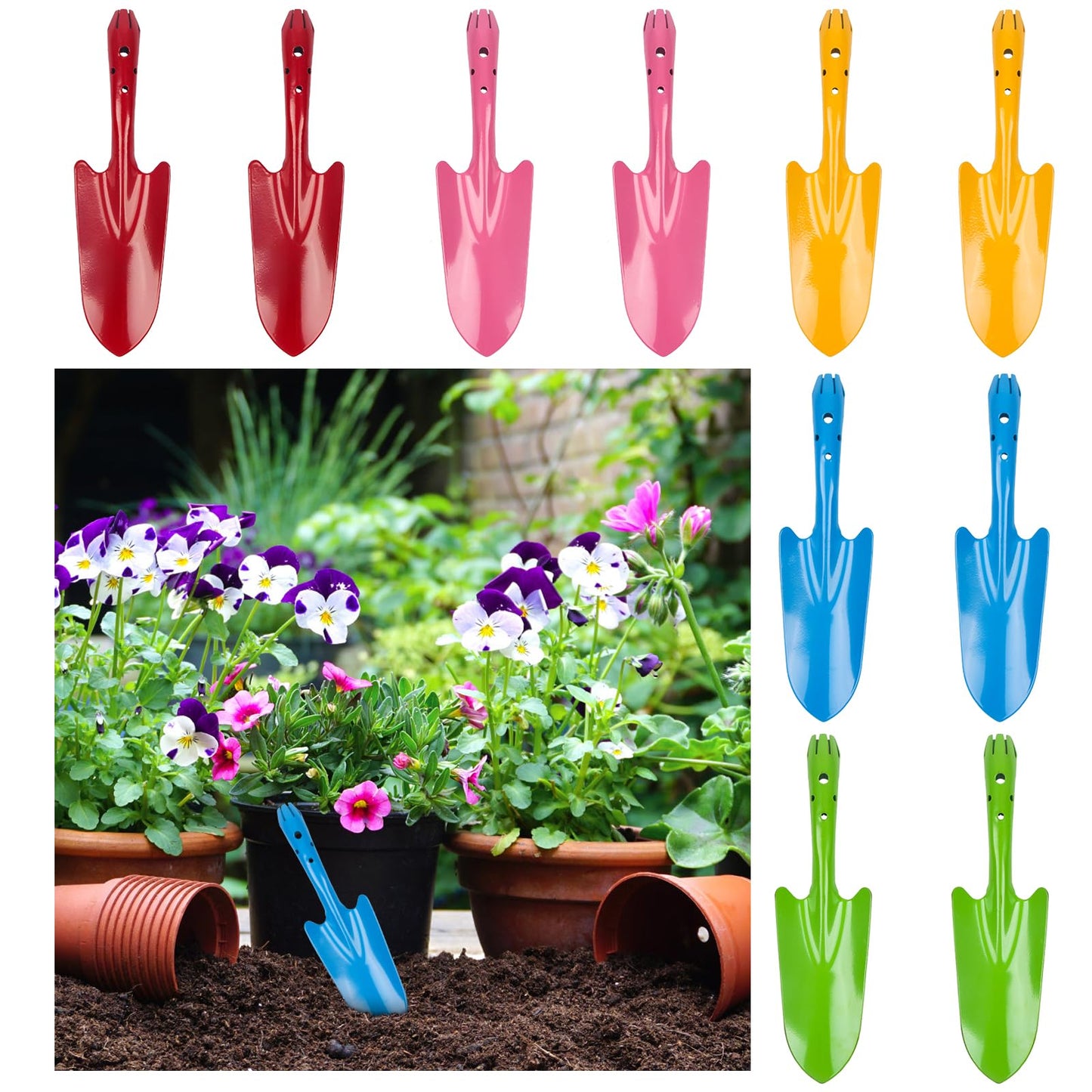 10 Pack Mini Colorful Metal Hand Shovel, Kids Teens Adults Trowel Set Garden Tools for Flower Soil Planting Digging Transplanting (11 x 3 Inch)