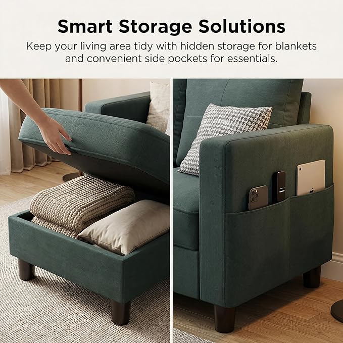 SUNLEI Convertible L-Shaped Sectional Couches
