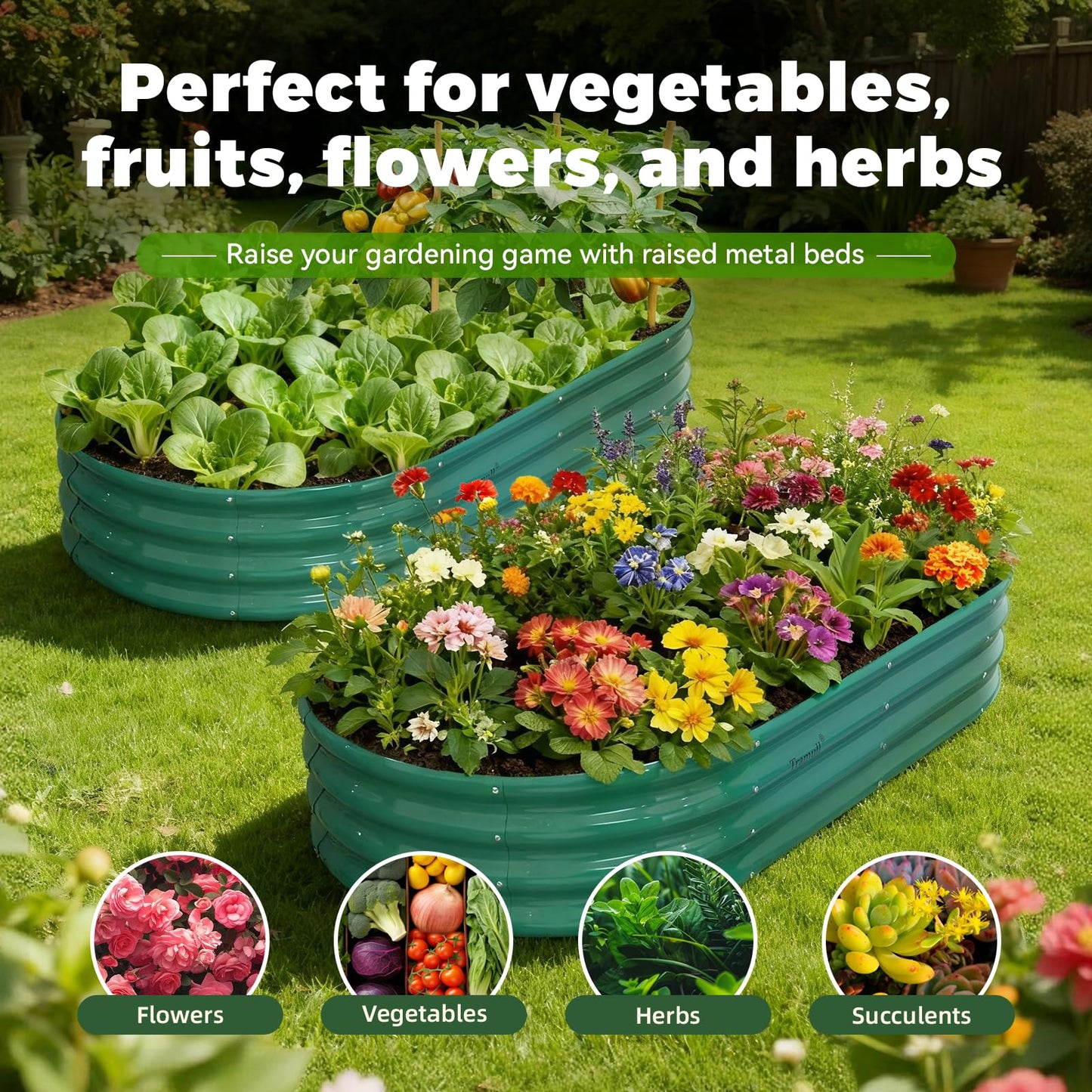 2 Pack 6x3x1ft Raised Garden Bed, 12" Tall Galvanized Metal Raised Beds for Gardening, Rust Resistant Elevated Garden Bed, Planters Box Kit for Outdoor Plants Vegetables Flowers Herbs Tomatoes, Green