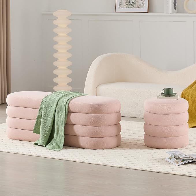Busaurus Storage Ottoman Bench 49.2 Inch Upholstered Fabric Storage Bench