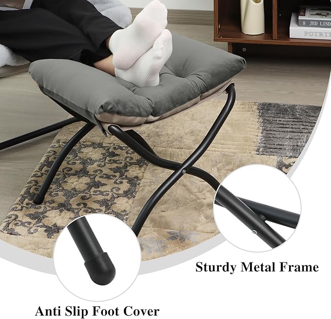 15" Folding Ottoman, Foldable Footrest Stool, Small Foot Stool