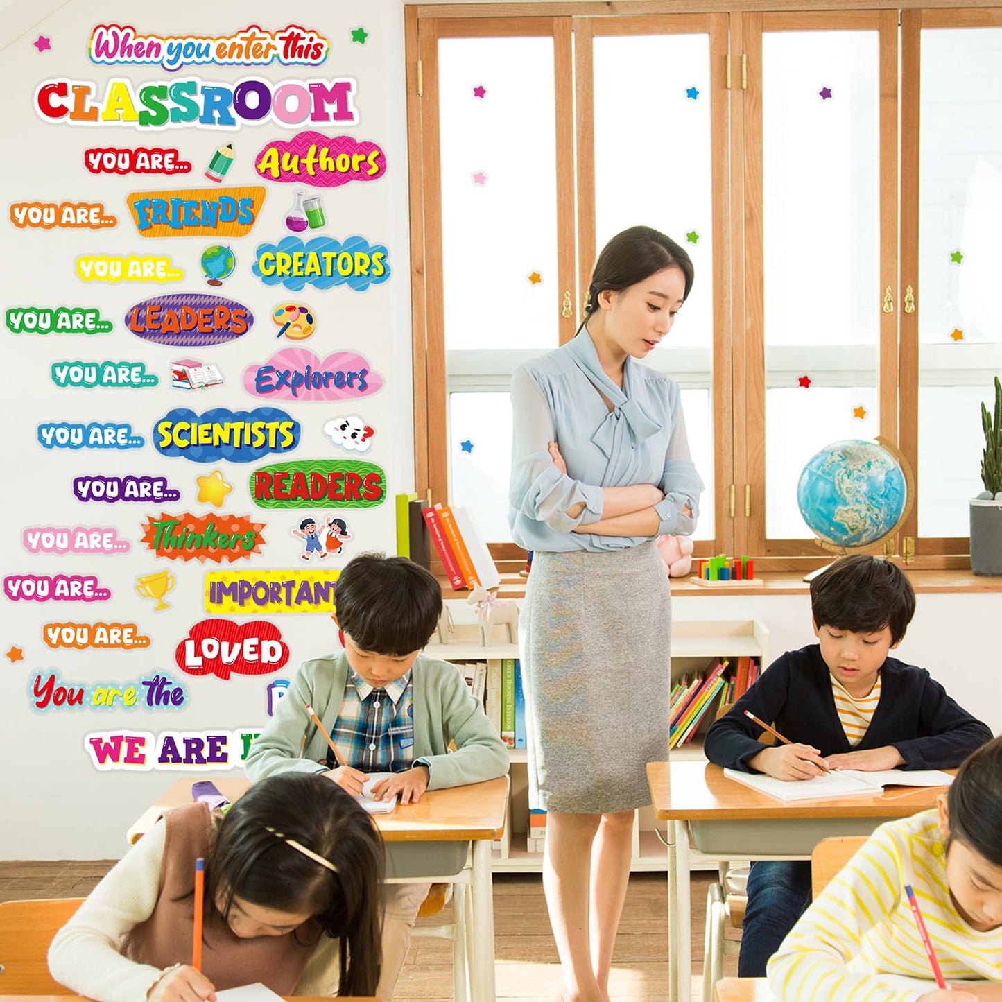Cinrobiye Classroom Decorations Poster Stickers,When You Enter This Classroom Window Door Clings Back to School Bulletin Board Inspirational Wall Decor for Preschool Elementary Middle School Party