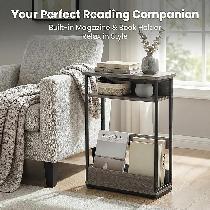 Narrow Side Table, 3-Tier Slim End Table