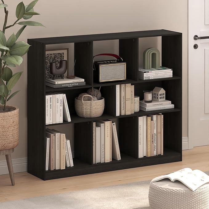 Furinno DALY Book Shelf, 8-Cube Bookshelf, Horizontal Cube Storage Organizer