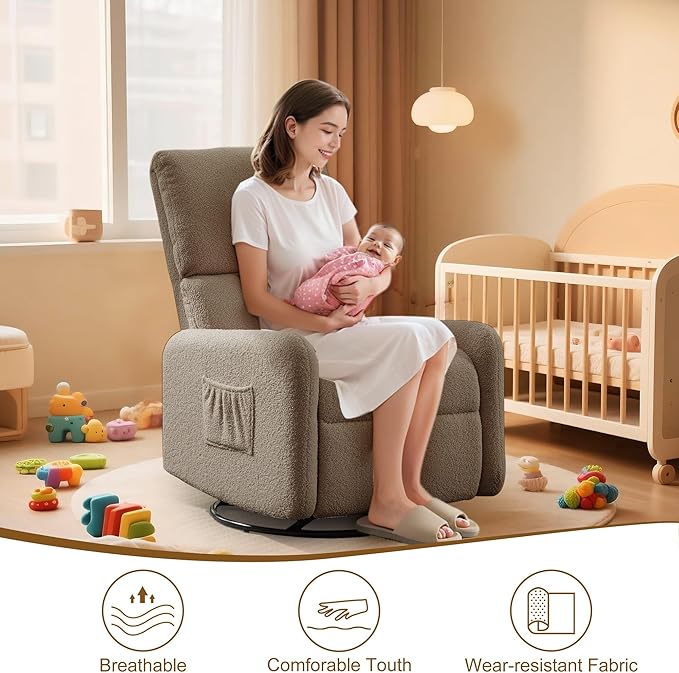 Korser 360° Rocking Chair, Nursery Rocker Chair