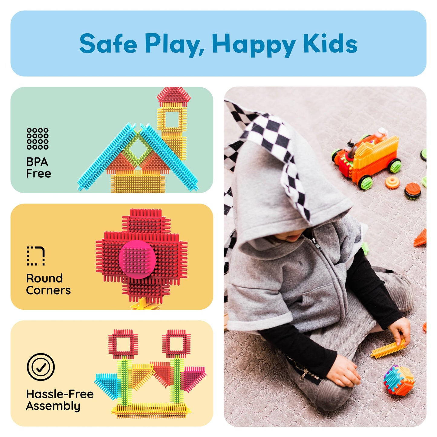 PicassoTiles PTB100 100pcs Hedgehog Shape 3D Building Blocks Tiles Farm Theme Set Learning Playset STEM Toy Set Educational Kit Child Branin Development Preschool Kindergarten Toy