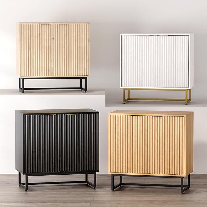 EYYTHUNG Fluted Storage Cabinet Sideboard Buffet Cabinet, Modern Accent Cabinets