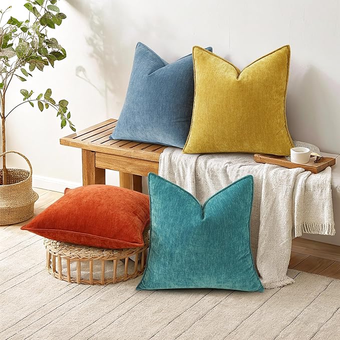decorUhome Summer Couch Euro Sham Throw Pillow Covers 22x22 Set of 2,