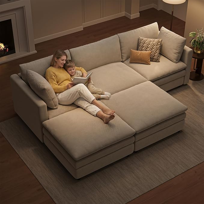 97" Cloud Couches for Living Room, 29.1" Deep Seat Modular Sectional Sofa